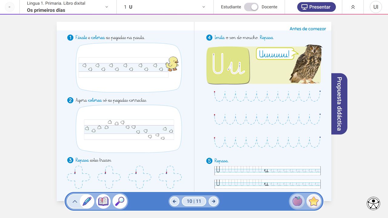 Teacher view with learning activities and access to teaching guidance
